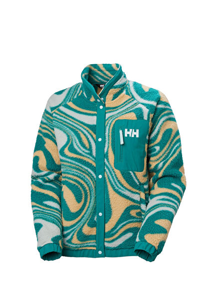 W Imperial Printed Pile Snap Barely Blue Women's Sports Sweatshirt