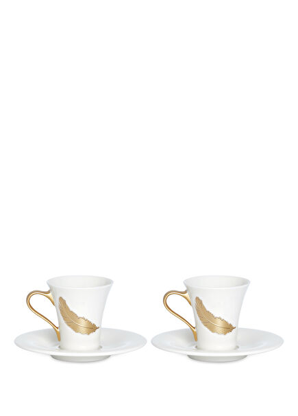Tüy Beyaz Porselen 2li Kahve Fincanı Seti