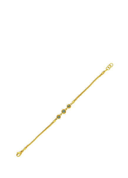 24K Gold Women's Bracelet with Emerald Knitted Diamonds