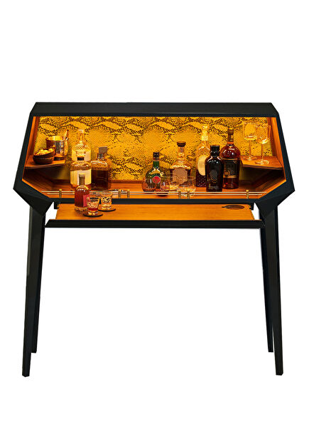 Sober Olive Black Snake Pattern Drink Cabinet