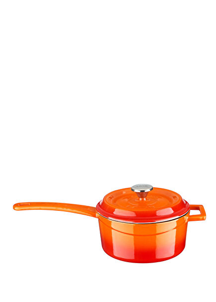 Cast Iron Monolithic Edition Series Orange Round Sauce Pot 16cm