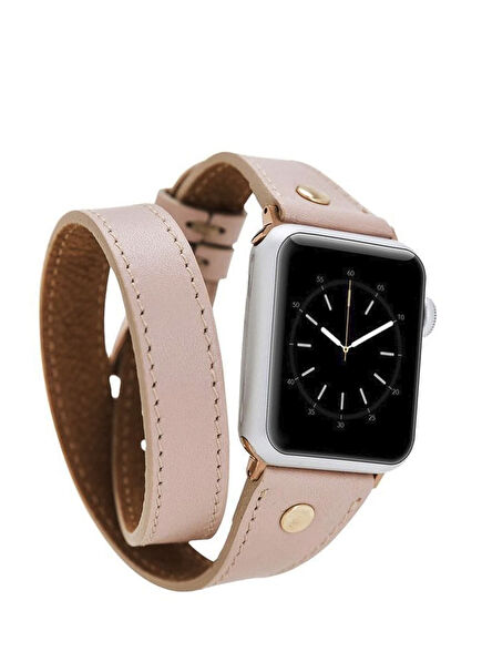Alpine Double Tour Nude Bisque 44/45/46/49mm Powder Pink Leather Apple Watch Smart Watch Band