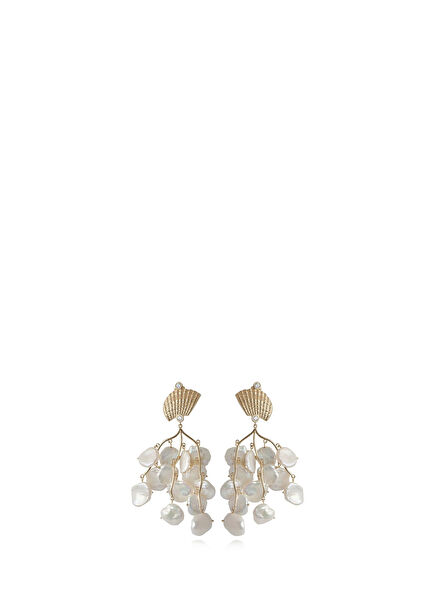 Shell Petal Zircon Stone Pearl Women's Earrings