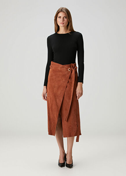 Idalia Konyak Midi Süet Etek