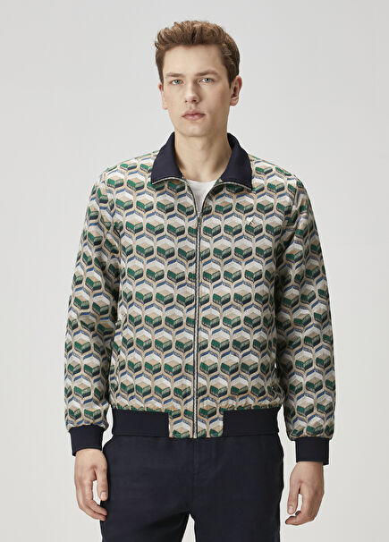 Navy Blue Jacquard Coat