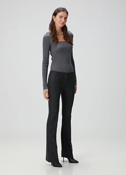 Black Plaid Wool Trousers