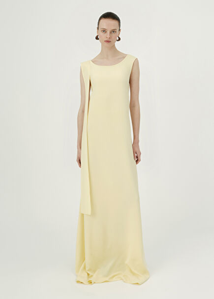 Victoria Light Yellow Maxi Length Silk Women's Dress