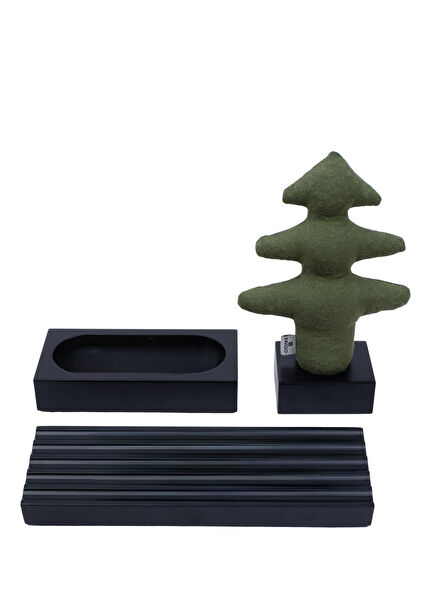 Kayigo Woody Black Green Pine Office Set of 3