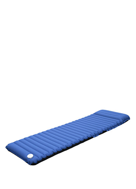 Dark Blue All-Season Inflatable Sleeping Mat with Built-in Removable Pump Vacuum and Camping Lamp