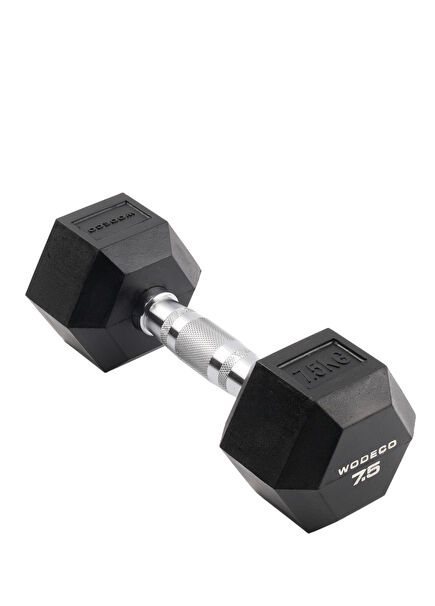 Rubber Hex Black Rubber Hexagonal Dumbbell 7.5 kg