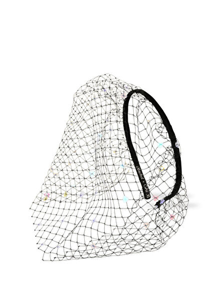 Love Voilette Siyah Vualet Saten Kadın Taç