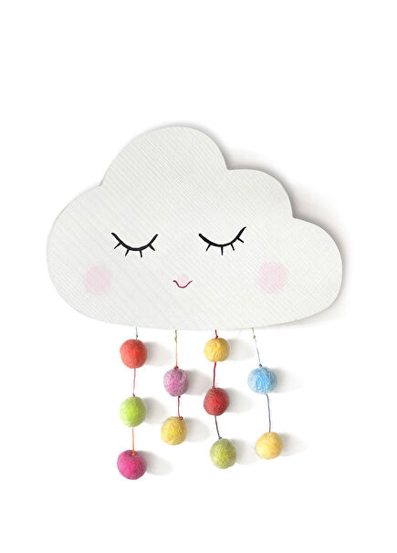 Uyuyan Beyaz Bulut Pilli Duvar Aydınlatması