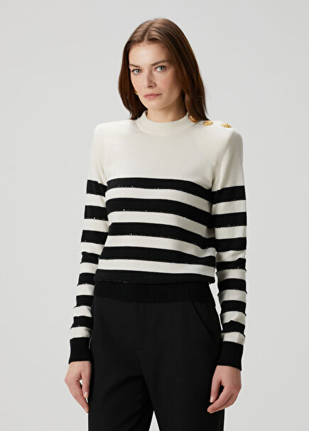 Black White Striped Sweater