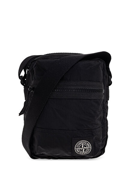 Black Logo Patch Men's Crossbody Bag