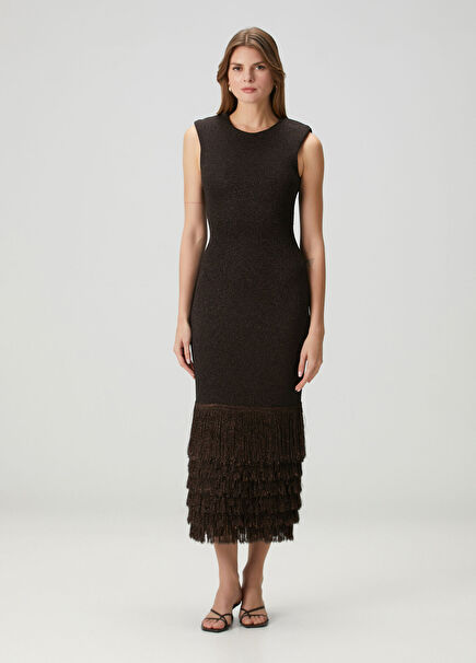 Breeze Brown Midi Knit Dress