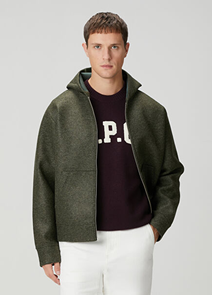 Koyu Yeşil Kapüşonlu Mont