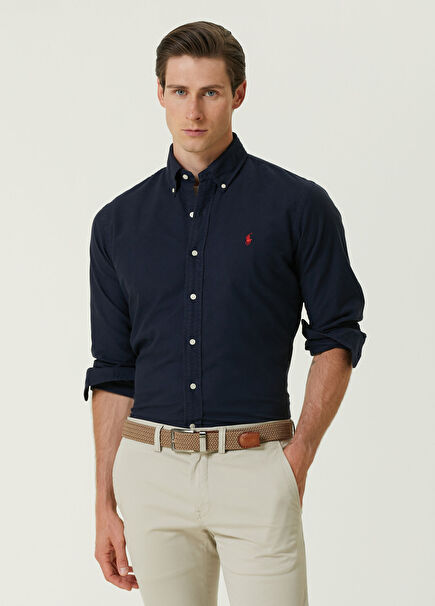 Custom Fit Lacivert Oxford Gömlek