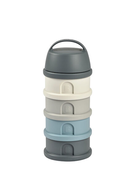 Mineral Grey Blue 4 Katmanlı Süt Tozu Ve Atıştırmalık Saklama Kabı