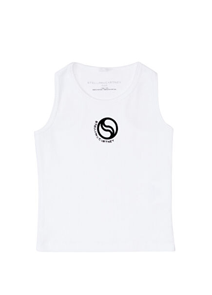 White Logo Embroidered Girls' T-shirt