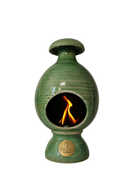 Eco Small Oil Green Ceramic Fireplace