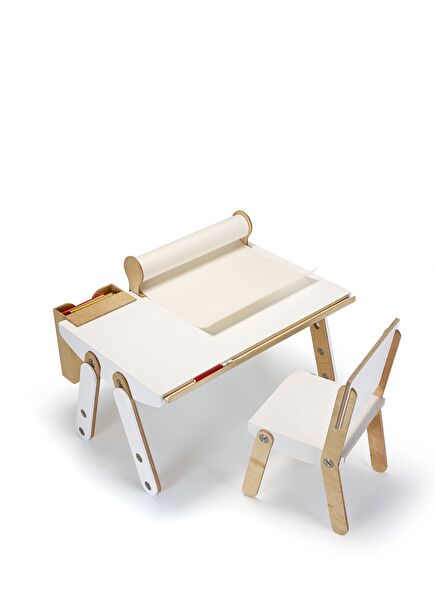 Milky Accessorized Laminate Table and Chair