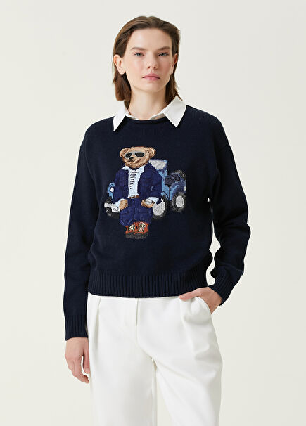 Polo Bear Lacivert Logo Jakarlı Kazak