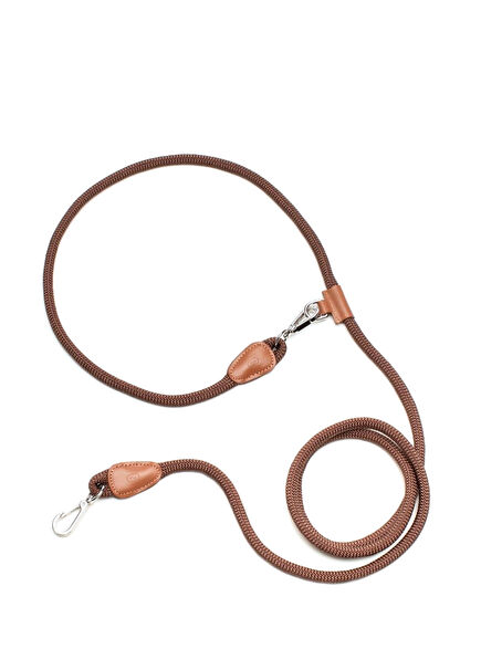 Brown Tan Paracord and Leather Hands-Free Dog Harness