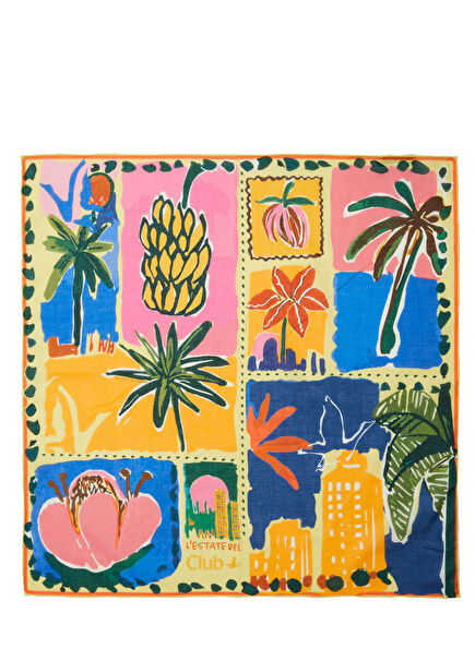 Sarı Desenli Kadın Pamuk Bandana