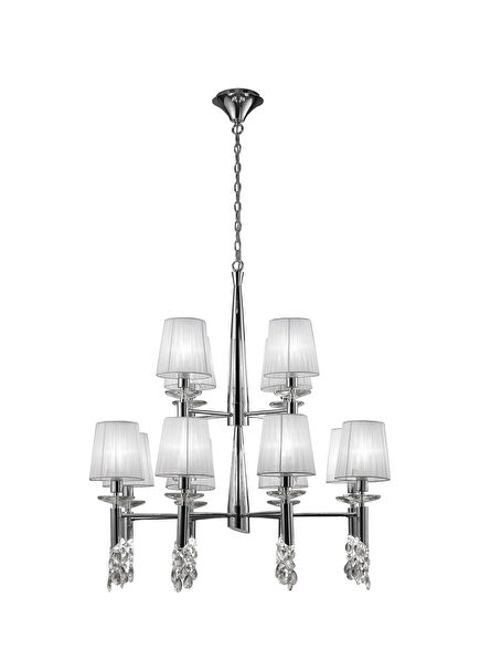 Tiffany 8+4 Arm Chrome Metal Chandelier