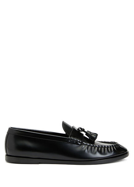 Black Womens Leather Loafers