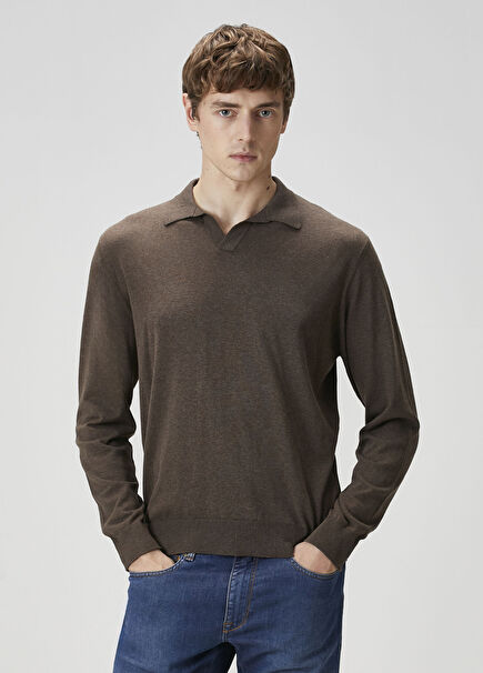 Amalfi Kahverengi Polo Yaka Sweatshirt