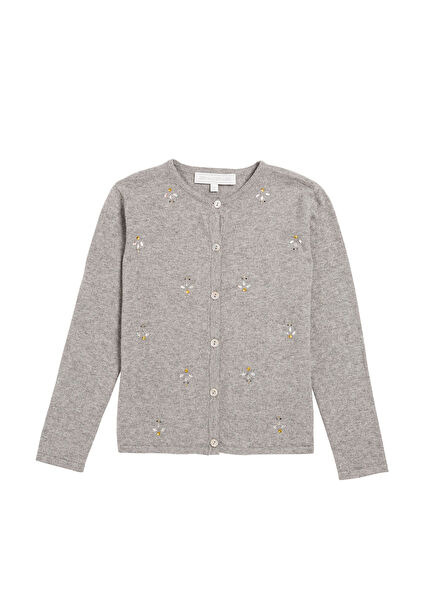 Girls' Knitwear Cardigan with Stone Appliqué