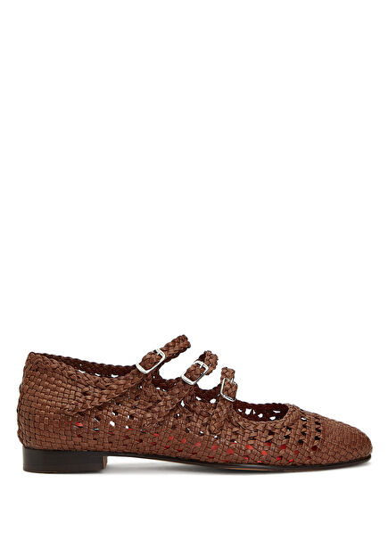 Ariana Tan Women's Leather Ballet Flats