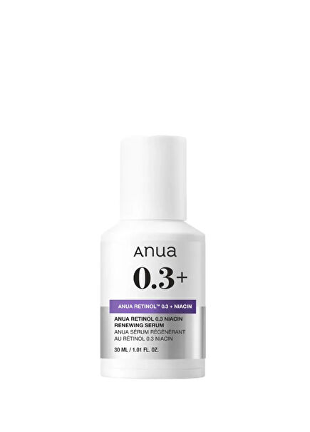 Retinol 0.3% + Niacin Renewing Serum Kırışıklık ve Leke Karşıtı 8 çeşit Peptit ve Retinollü Serum 30ml