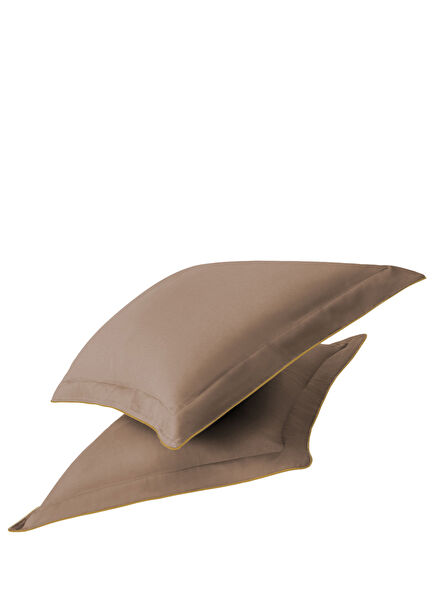 Honey Color Piping Mink Cotton Satin Oxford Pillowcase 50 x 70 cm