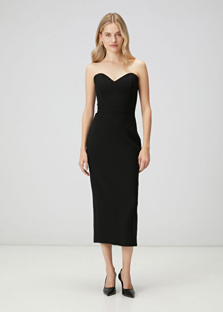 Black Long Crepe Evening Dress
