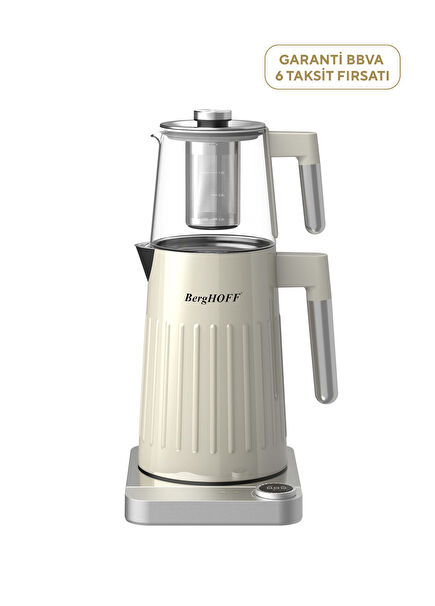 GEM Krem Gümüş Kulplu Çay Makinesi 1.7 lt