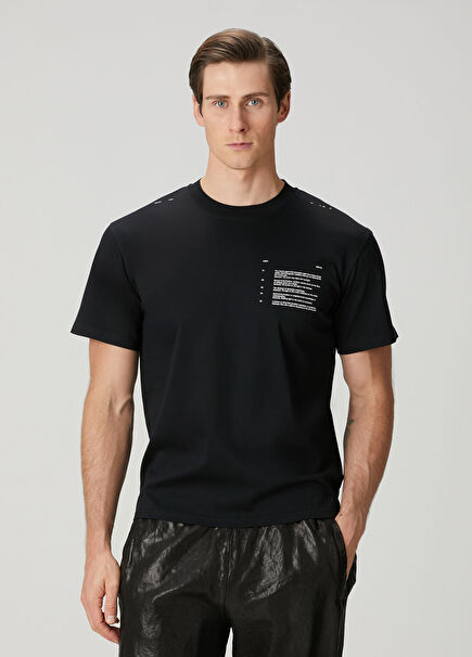 Black Contrast Printed T-Shirt