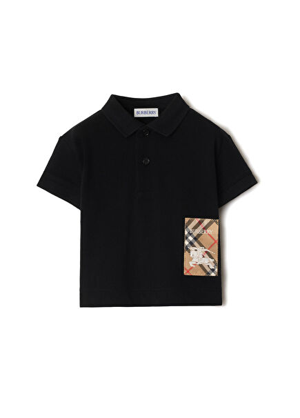 Johane Label Siyah Polo Yaka Unisex Çocuk T-Shirt