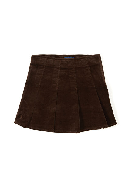 Kahverengi Kız Çocuk Yün Etek