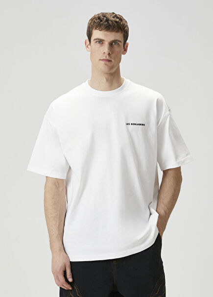 Beyaz Logo Baskılı T-shirt