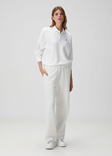 Beyaz Logo Nakışlı Eşofman Altı