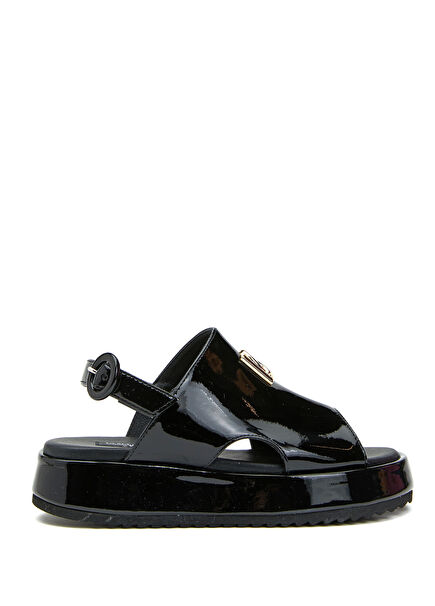 Siyah Kız Çocuk Deri Sandalet