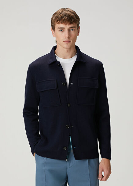 Navy Blue Wool Jacket