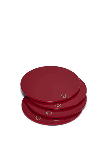 Octogone Kırmızı Renkli 4'lü Bardak Altlığı Seti