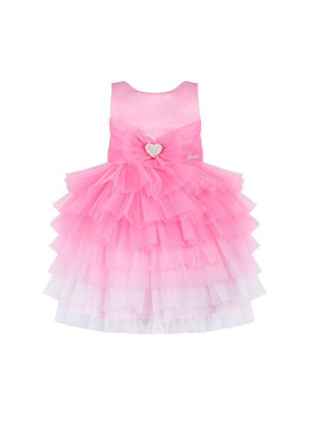 Barbie 5 Pink White Tulle Zero Sleeve Girls' Dress