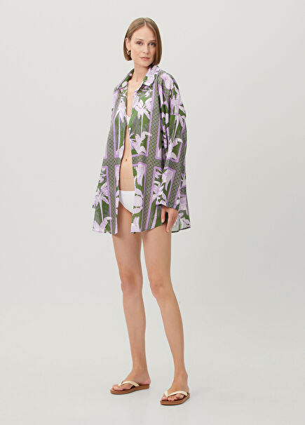 Pinar Nefti Patterned Mini Shirt Dress