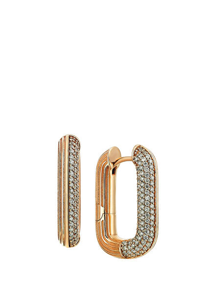 Orion Striped Surface Women's Gold Earrings