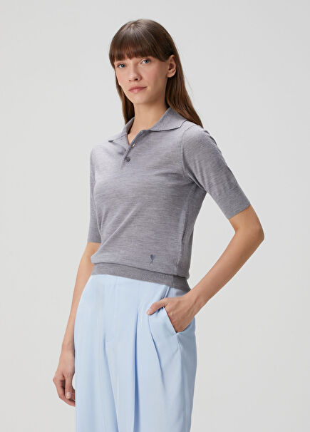 Gri Yün Polo Triko