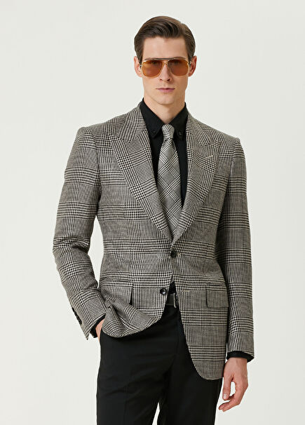 Gray Plaid Patterned Wool Jacket